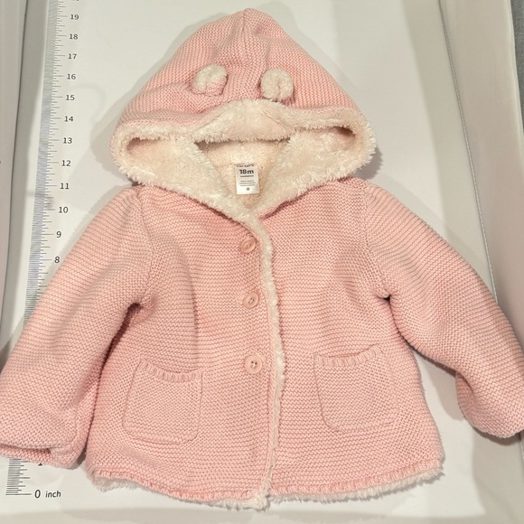 Carters Sherpa Lined Pink Button Up Coat Jacket - Picture 2 of 5